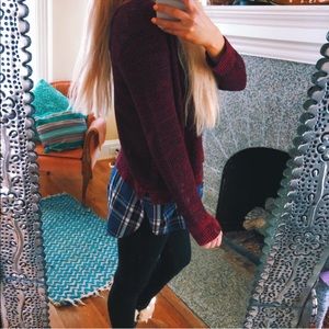 preppy plaid maroon speckled hailey sweater